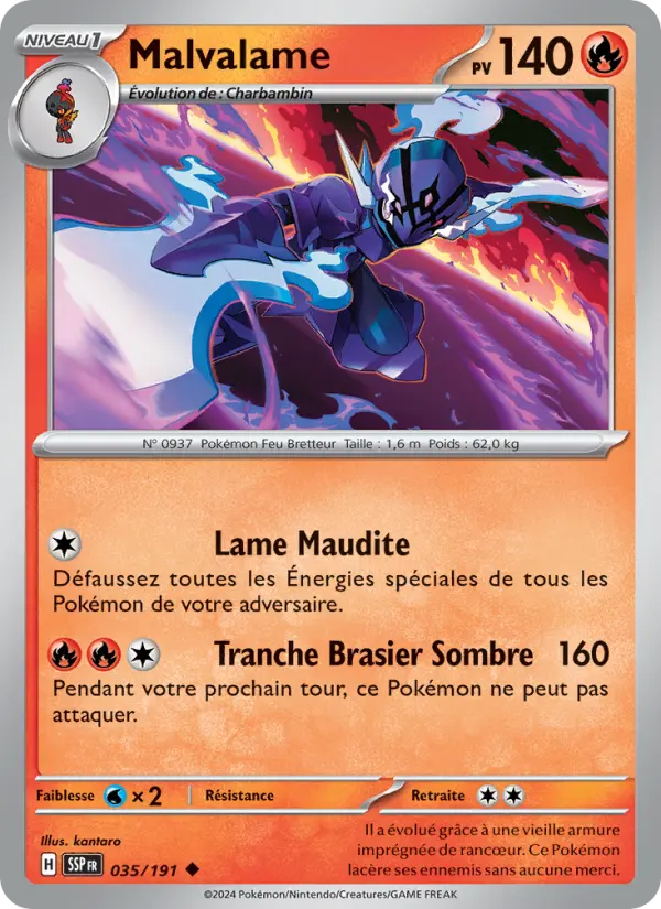 Scan HD carte Pokémon Malvalame 035/191 — Étincelles Déferlantes
