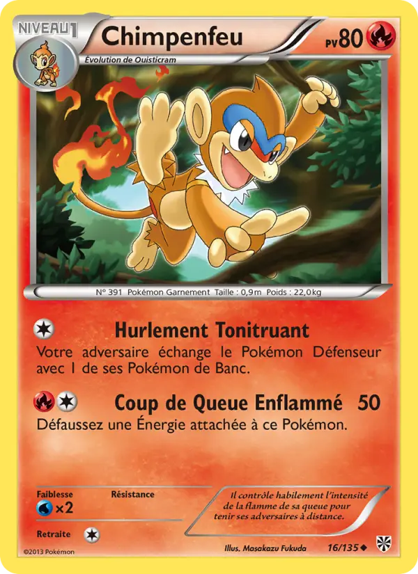 Scan HD carte Pokémon Chimpenfeu 16/135 — Tempète Plasma