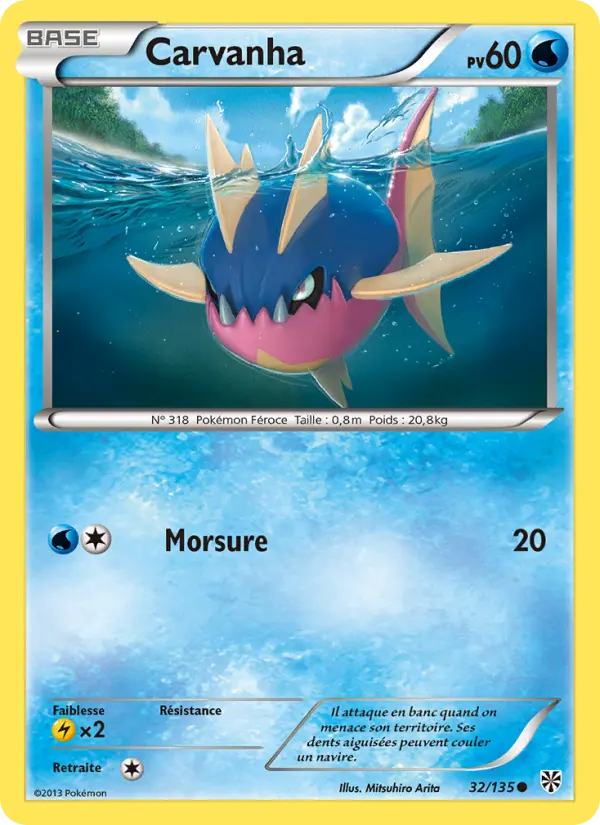 Scan HD carte Pokémon Carvanha 32/135 — Tempète Plasma