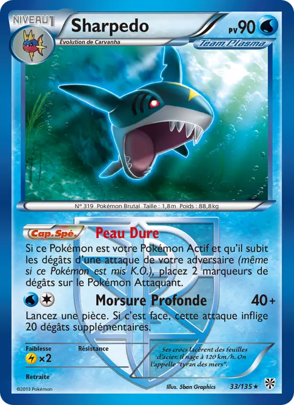 Scan HD carte Pokémon Sharpedo 33/135 — Tempète Plasma