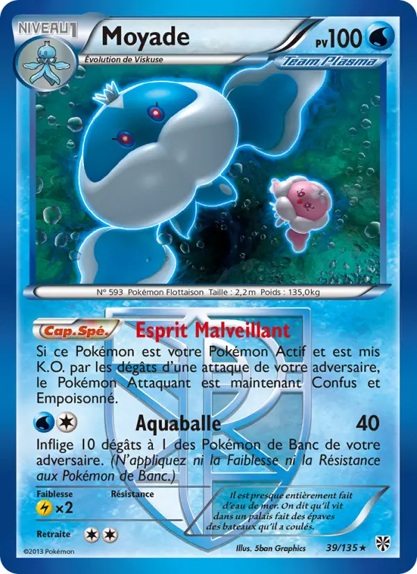 Scan HD carte Pokémon Moyade 39/135 — Tempète Plasma