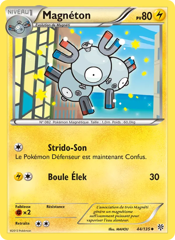 Scan HD carte Pokémon Magnéton 44/135 — Tempète Plasma