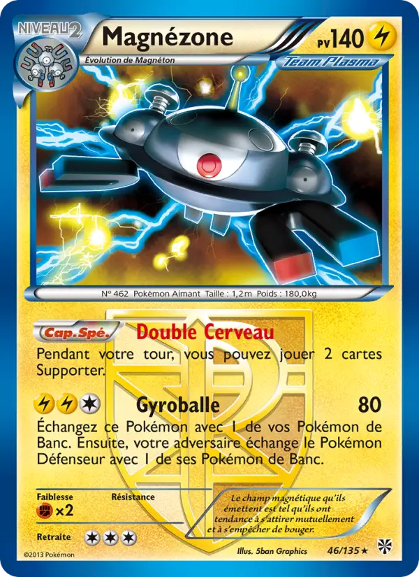 Scan HD carte Pokémon Magnézone 46/135 — Tempète Plasma