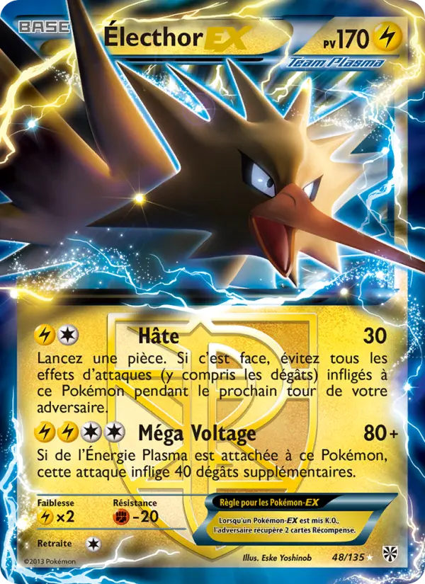 Scan HD carte Pokémon Électhor-EX 48/135 — Tempète Plasma