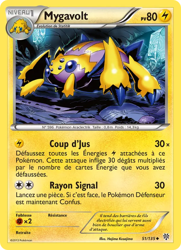 Scan HD carte Pokémon Mygavolt 51/135 — Tempète Plasma