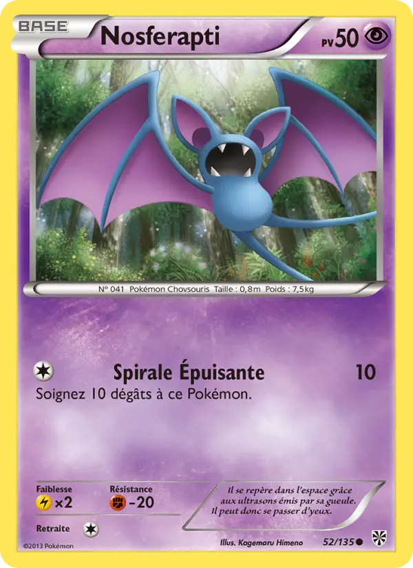 Scan HD carte Pokémon Nosferapti 52/135 — Tempète Plasma