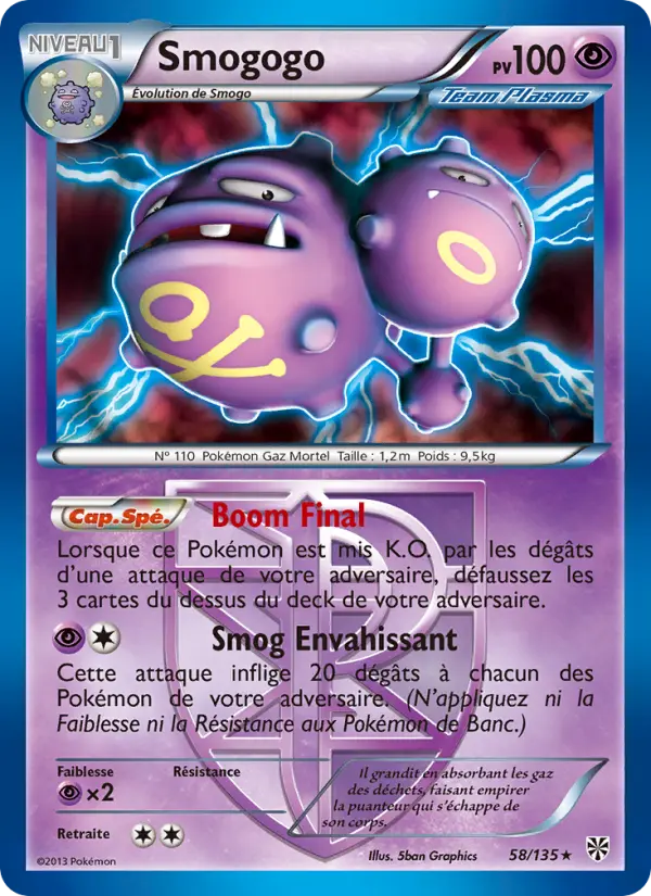 Scan HD carte Pokémon Smogogo 58/135 — Tempète Plasma