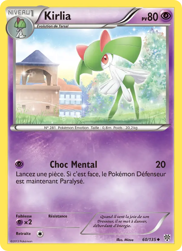 Scan HD carte Pokémon Kirlia 60/135 — Tempète Plasma