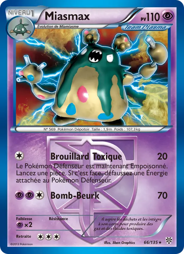 Scan HD carte Pokémon Miasmax 66/135 — Tempète Plasma