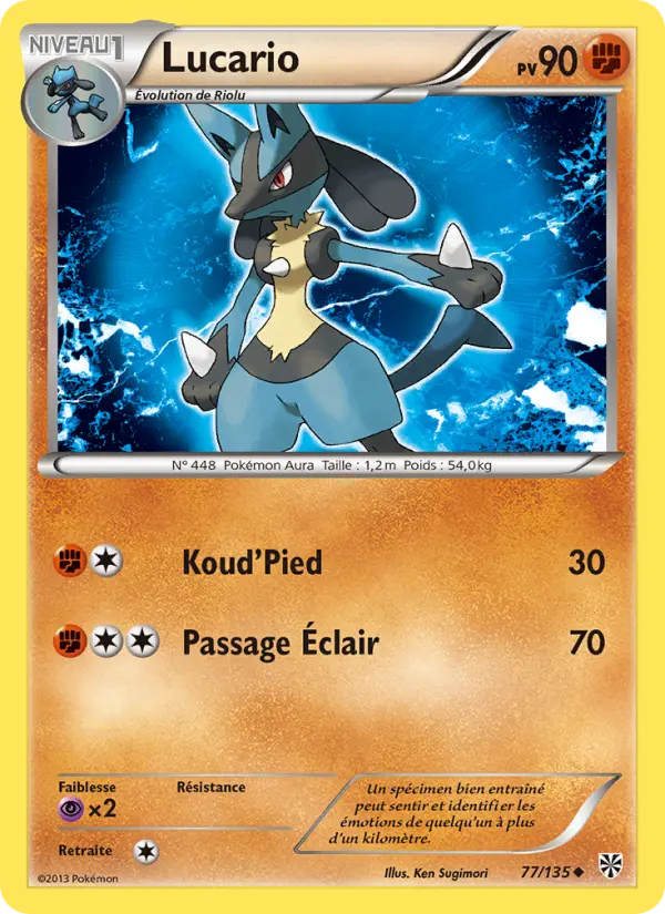 Scan HD carte Pokémon Lucario 77/135 — Tempète Plasma