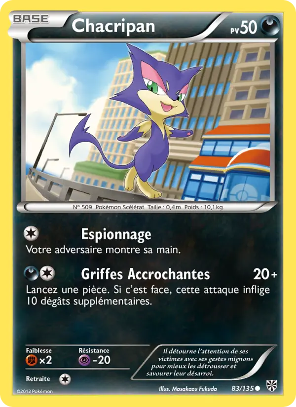 Scan HD carte Pokémon Chacripan 83/135 — Tempète Plasma