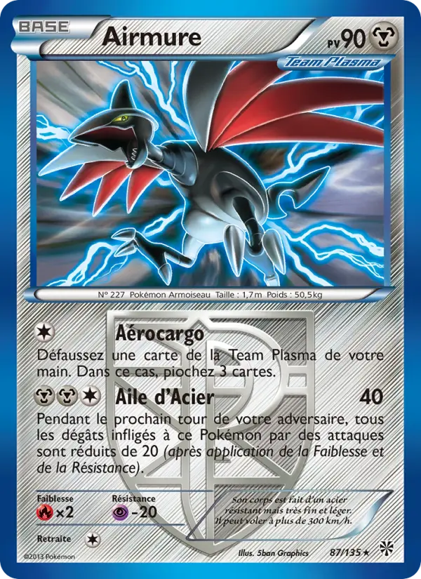 Scan HD carte Pokémon Airmure 87/135 — Tempète Plasma