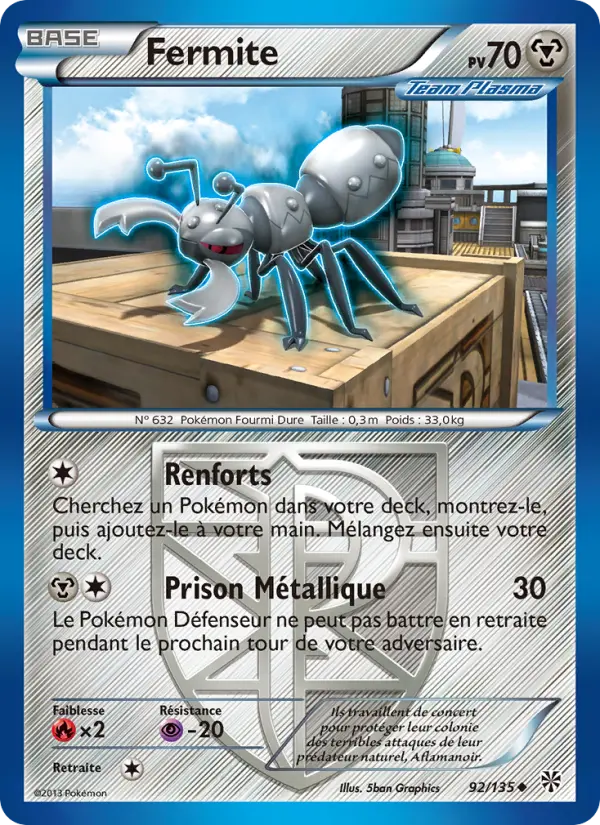 Scan HD carte Pokémon Fermite 92/135 — Tempète Plasma