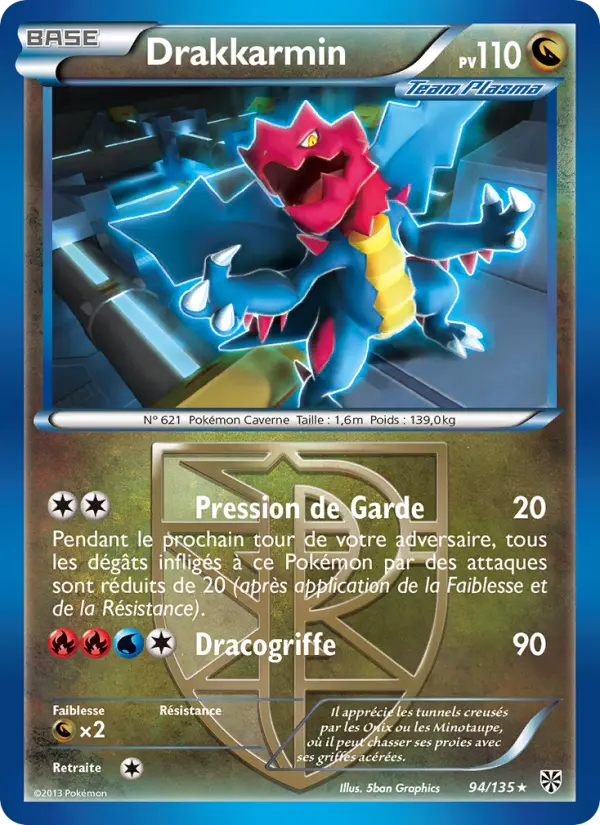 Scan HD carte Pokémon Drakkarmin 94/135 — Tempète Plasma