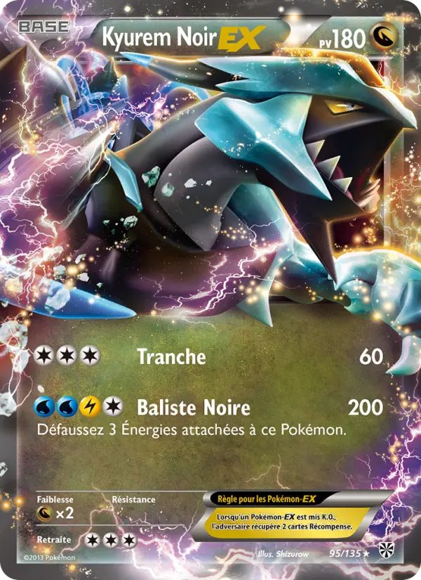 Scan HD carte Pokémon Kyurem Noir-EX 95/135 — Tempète Plasma