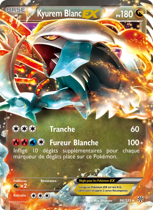 Scan HD carte Pokémon Kyurem Blanc EX 96/135 — Tempète Plasma