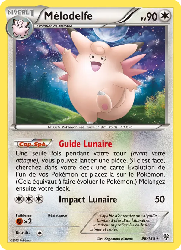 Scan HD carte Pokémon Mélodelfe 98/135 — Tempète Plasma