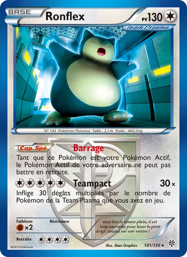 Scan HD carte Pokémon Ronflex 101/135 — Tempète Plasma