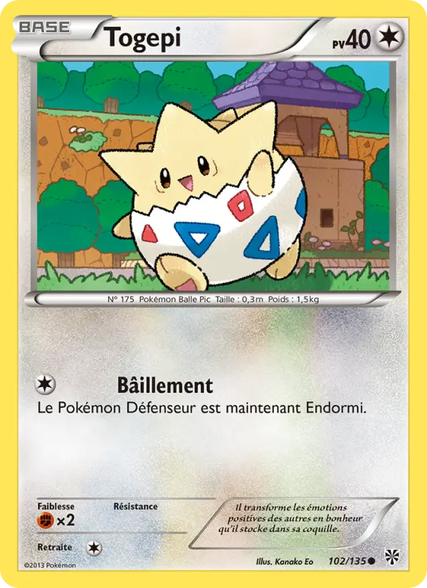 Scan HD carte Pokémon Togepi 102/135 — Tempète Plasma