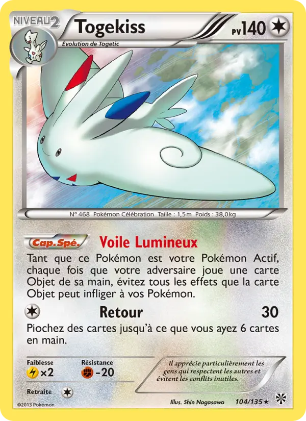 Scan HD carte Pokémon Togekiss 104/135 — Tempète Plasma