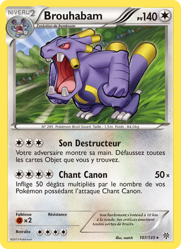 Scan HD carte Pokémon Brouhabam 107/135 — Tempète Plasma