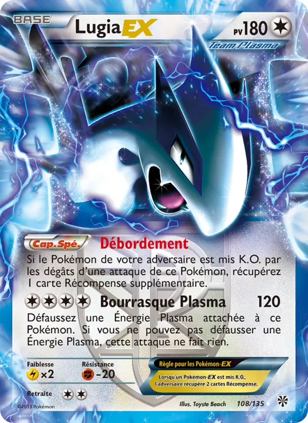 Scan HD carte Pokémon Lugia-EX 108/135 — Tempète Plasma