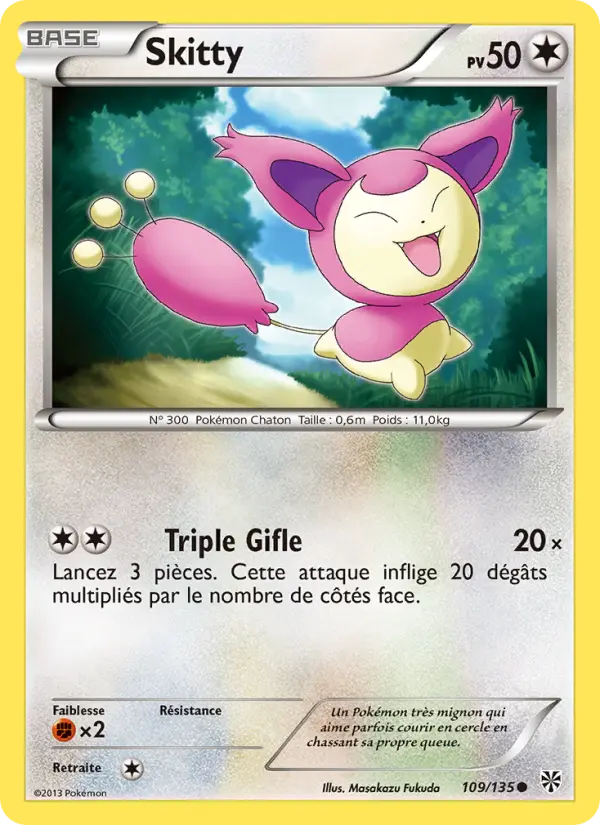 Scan HD carte Pokémon Skitty 109/135 — Tempète Plasma