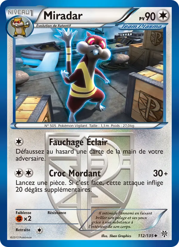 Scan HD carte Pokémon Miradar 112/135 — Tempète Plasma