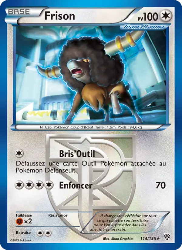 Scan HD carte Pokémon Frison 114/135 — Tempète Plasma