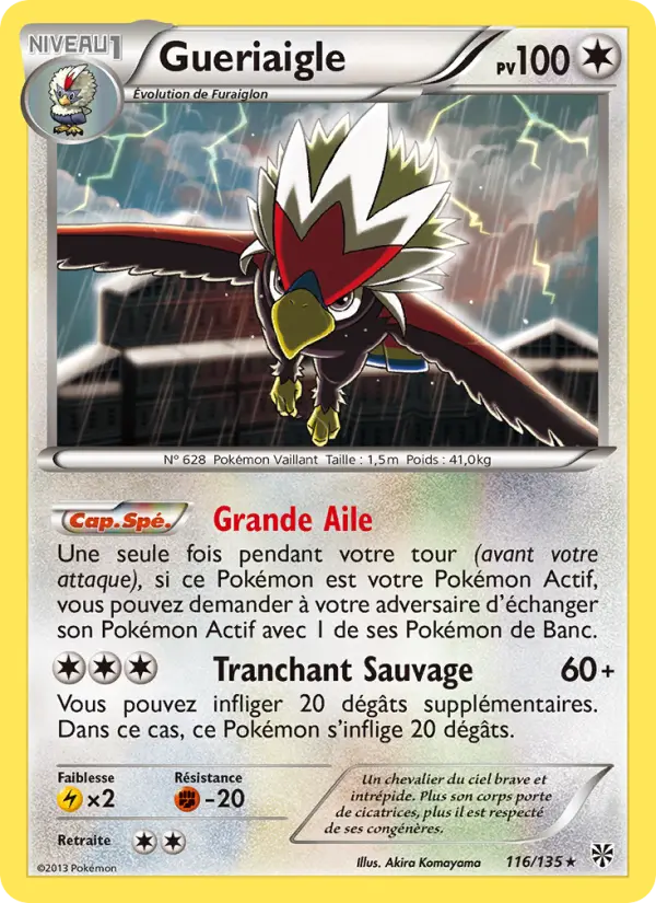 Scan HD carte Pokémon Gueriaigle 116/135 — Tempète Plasma