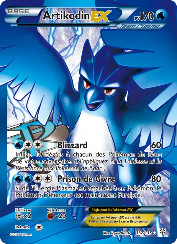 Scan HD carte Pokémon Artikodin-EX 132/135 — Tempète Plasma