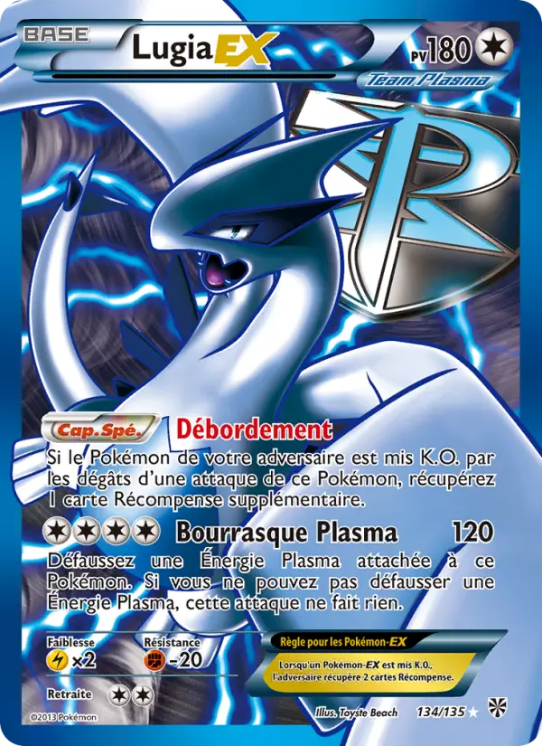 Scan HD carte Pokémon Lugia-EX 134/135 — Tempète Plasma