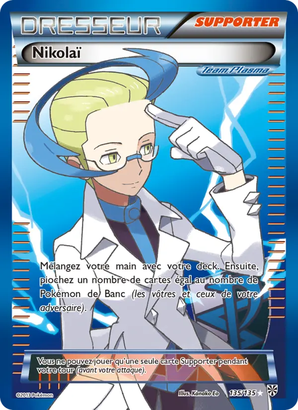 Scan HD carte Pokémon Nikolaï 135/135 — Tempète Plasma