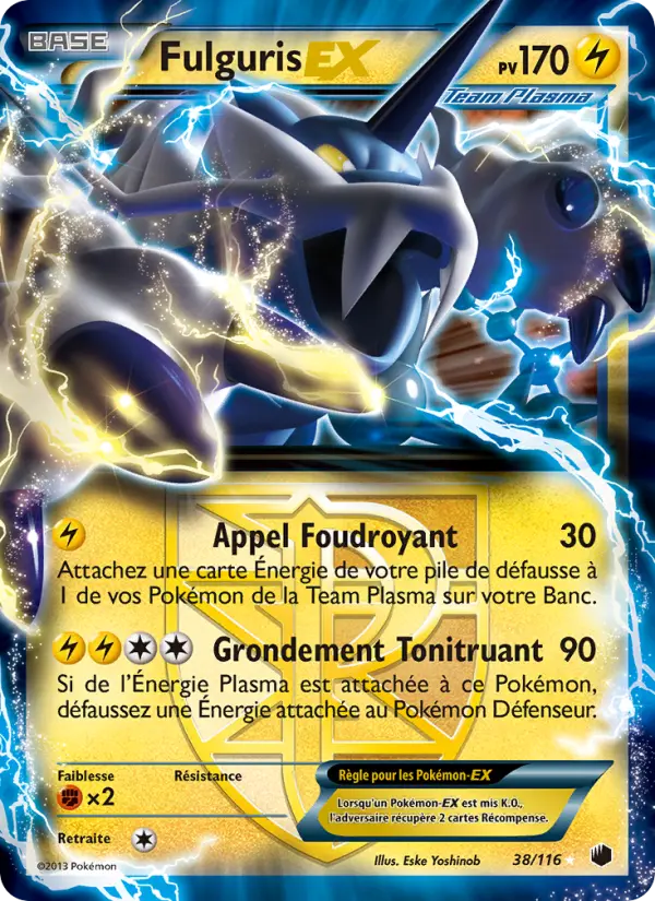 Scan HD carte Pokémon Fulguris-EX 38/116 — Glaciation Plasma
