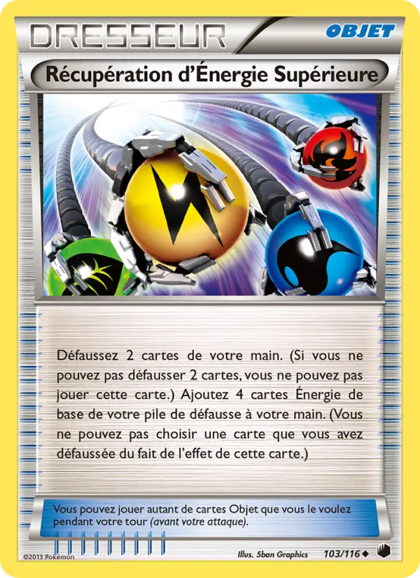 Scan HD carte Pokémon Récupération d’Énergie Supérieure 103/116 — Glaciation Plasma