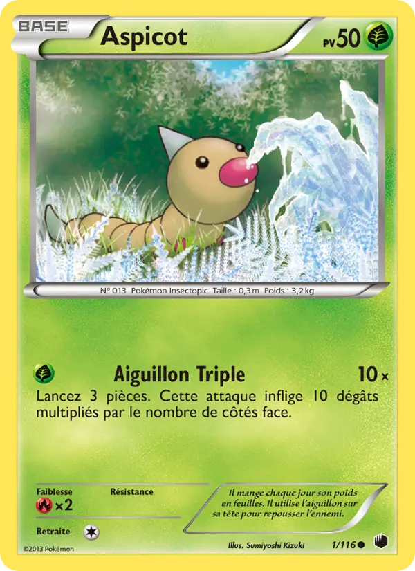 Scan HD carte Pokémon Aspicot 1/116 — Glaciation Plasma