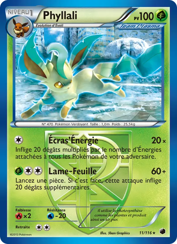 Scan HD carte Pokémon Phyllali 11/116 — Glaciation Plasma
