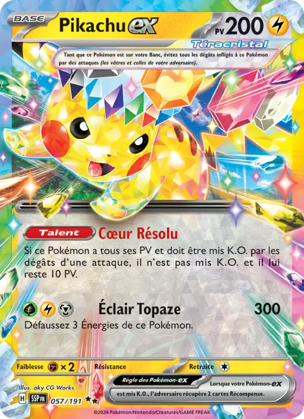 Scan HD carte Pokémon Pikachu-ex 057/191 — Étincelles Déferlantes