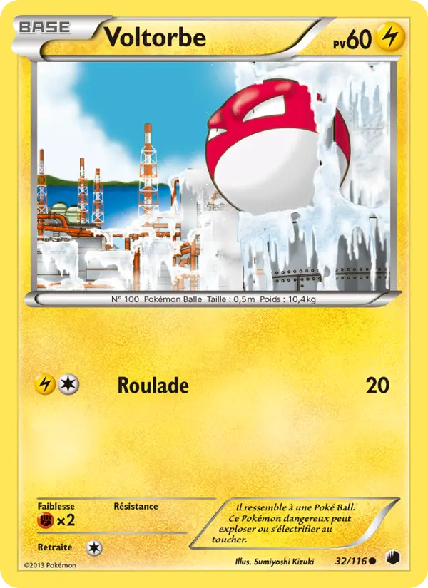 Scan HD carte Pokémon Voltorbe 32/116 — Glaciation Plasma