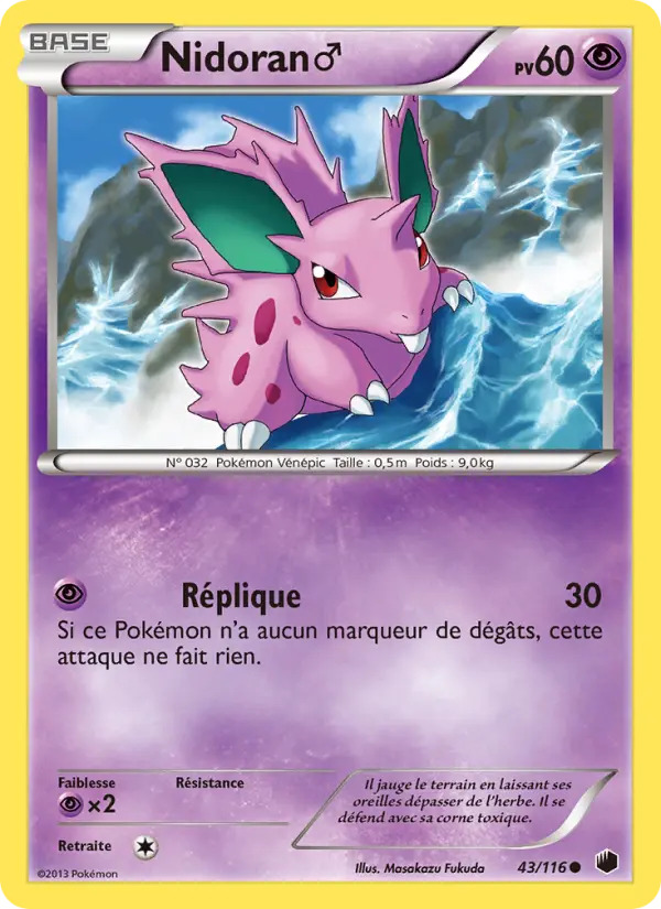 Scan HD carte Pokémon Nidoran♂ 43/116 — Glaciation Plasma