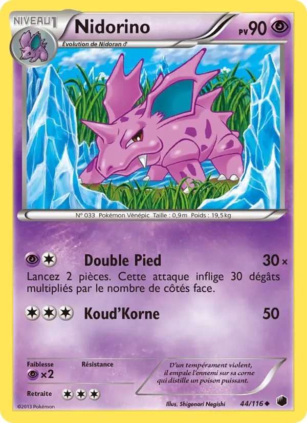 Scan HD carte Pokémon Nidorino 44/116 — Glaciation Plasma
