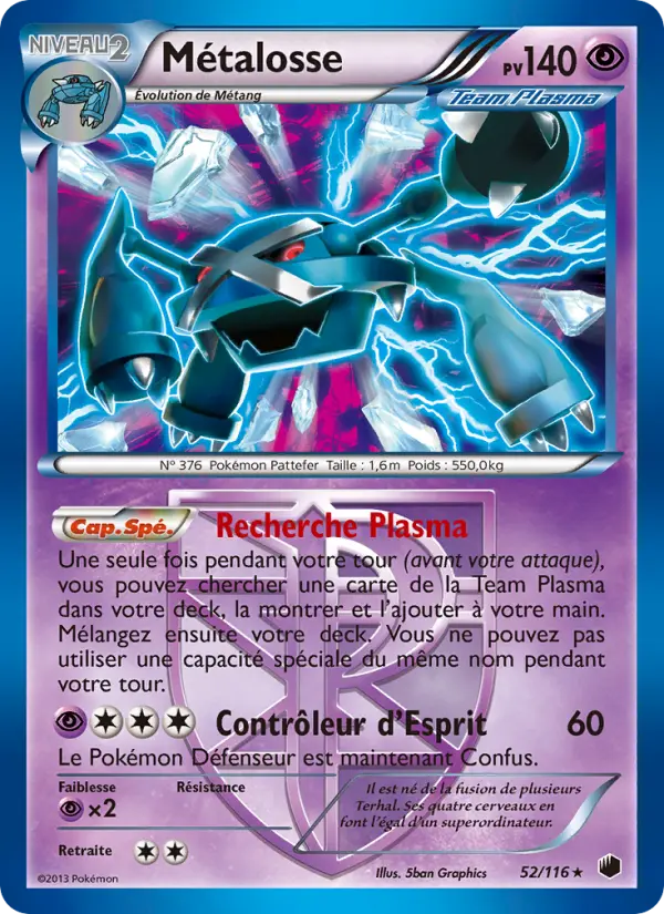 Scan HD carte Pokémon Métalosse 52/116 — Glaciation Plasma