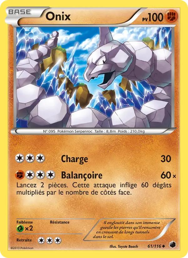 Scan HD carte Pokémon Onix 61/116 — Glaciation Plasma