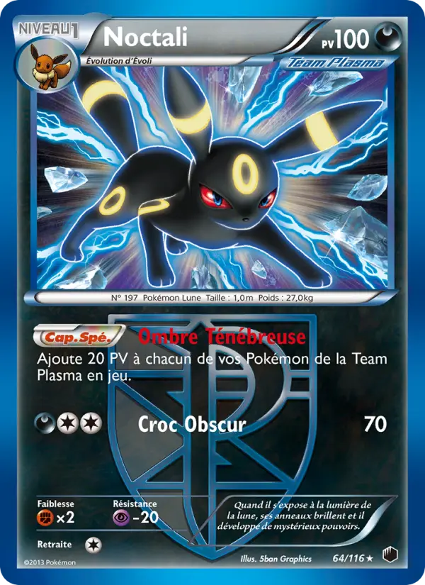 Scan HD carte Pokémon Noctali 64/116 — Glaciation Plasma