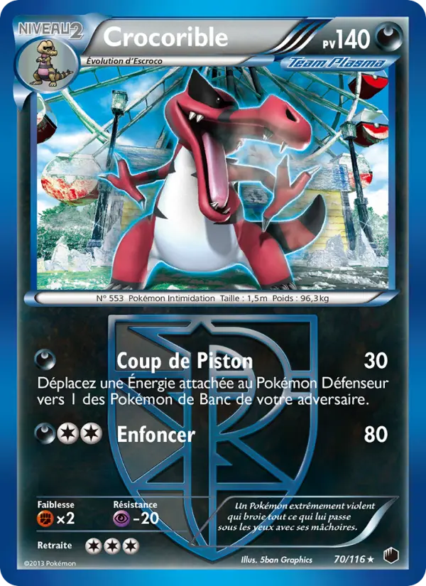 Scan HD carte Pokémon Crocorible 70/116 — Glaciation Plasma