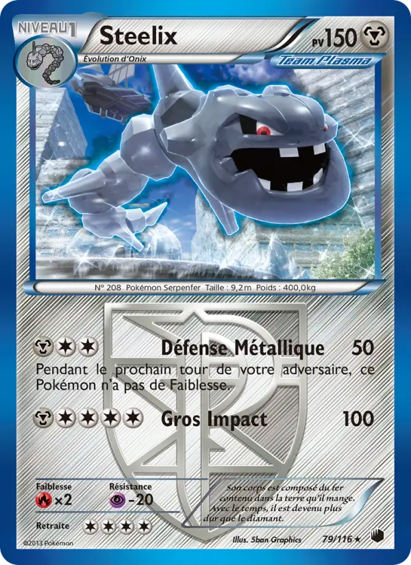 Scan HD carte Pokémon Steelix 79/116 — Glaciation Plasma