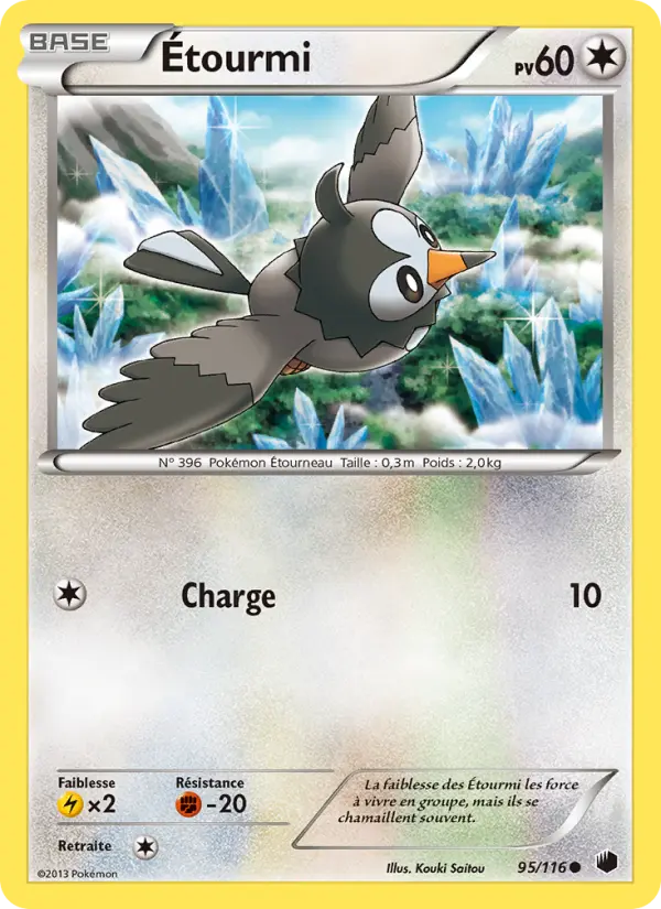 Scan HD carte Pokémon Étourmi 95/116 — Glaciation Plasma