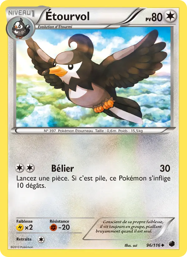 Scan HD carte Pokémon Étourvol 96/116 — Glaciation Plasma