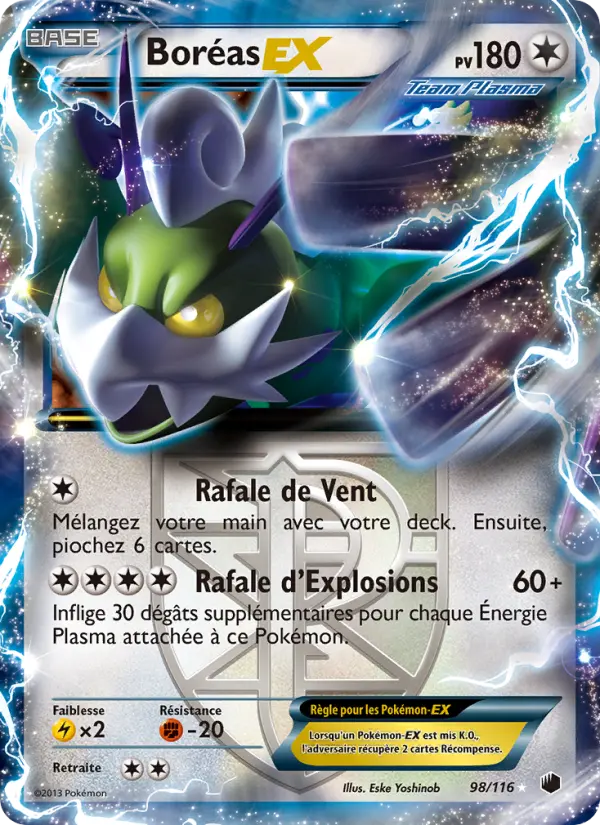 Scan HD carte Pokémon Boréas-EX 98/116 — Glaciation Plasma