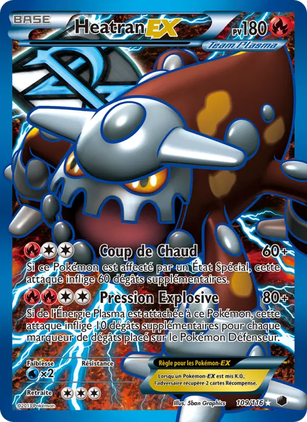 Scan HD carte Pokémon Heatran-EX 109/116 — Glaciation Plasma